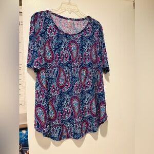 Chico's Blue and Pink Paisley Blouse